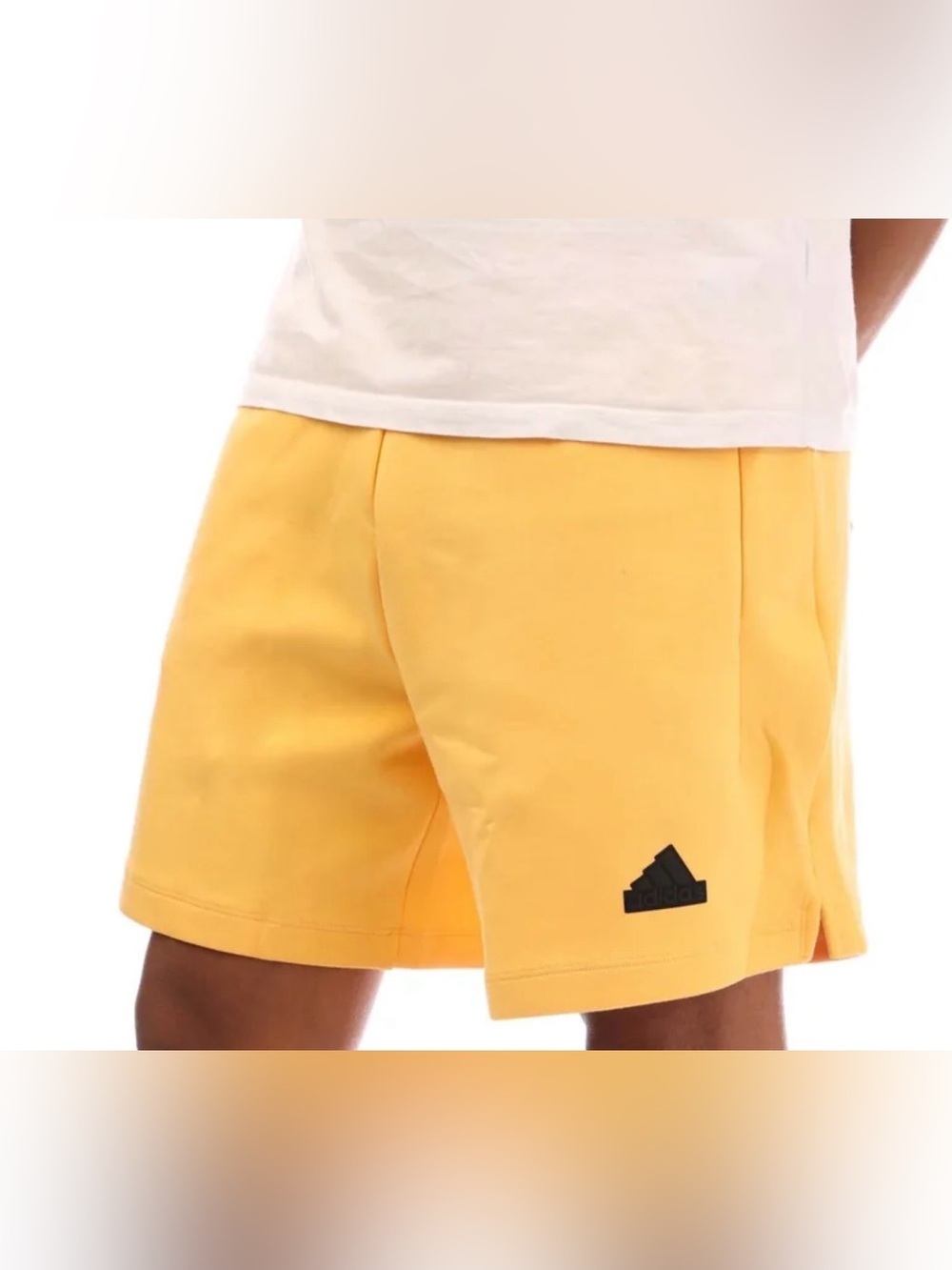 adidas Men’s ZNE Premium Yellow Sweat Shorts | Athletic Athleisure Warmup | S